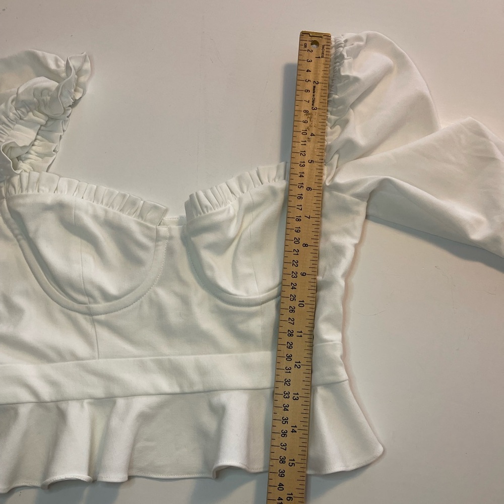Majorelle Corie Top White Underwire Puff Sleeves Peplum XXS - Picture 11 of 15